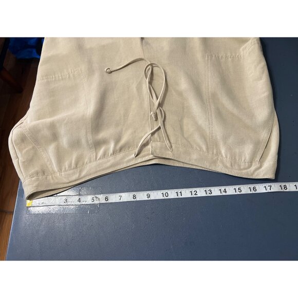 Linen Blend Beige Drawstring Pants Sz  16 Wide Leg Beach Boho Coastal Lagenlook - Picture 2 of 11